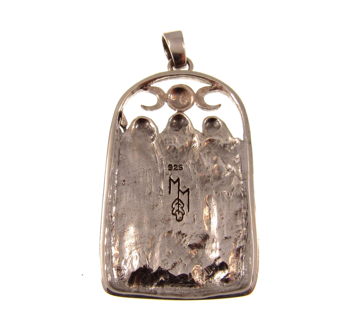 Solid 925 Sterling Silver Triple Moon Goddess Pendant – Neopagan Lunar Symbol by Mickie Mueller