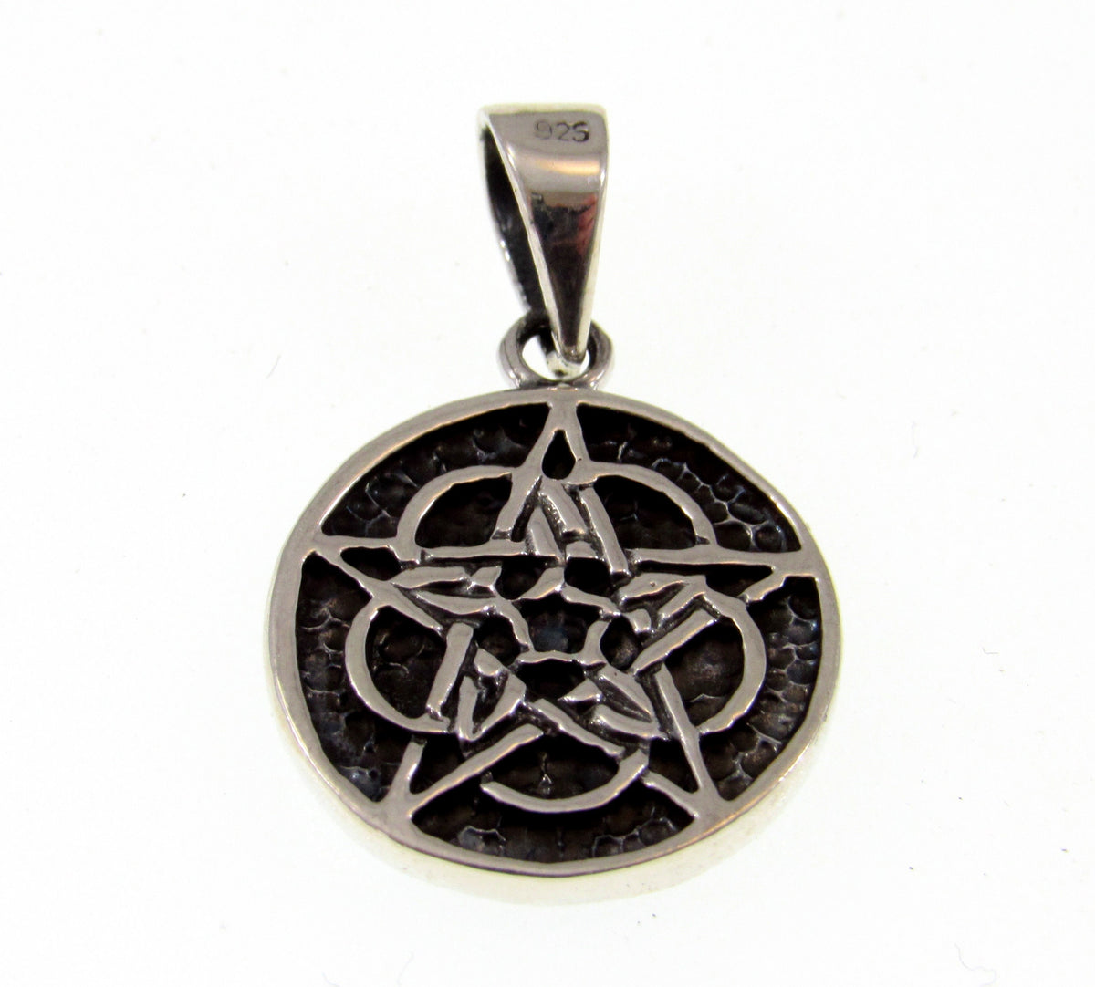 Solid 925 Sterling Silver Celtic Five Fold Pentacle Pendant, Wiccan Protection Star Charm