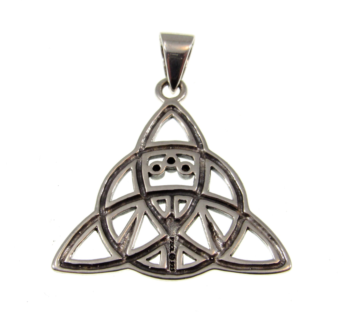 Solid 925 Sterling Silver Celtic Triquetra Knot with Awen 3 Rays of Light Pendant, Magic Threefold Amulet