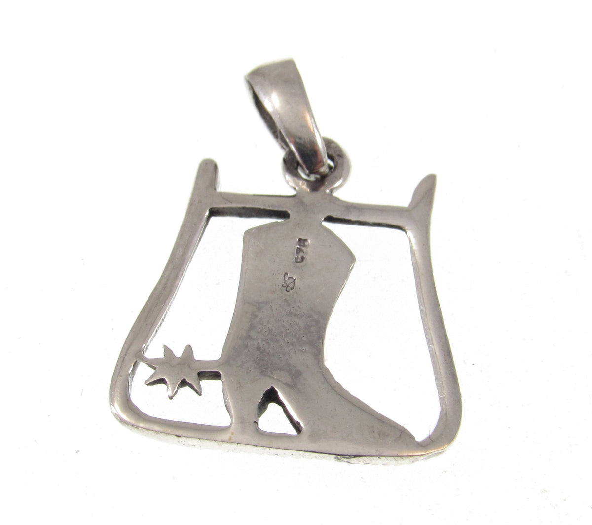 Solid 925 Sterling Silver Cowboy Boot & Spur Horseshoe Pendant - Handcrafted Western Jewelry Charm - Country Music and Rodeo Lover Gift Idea