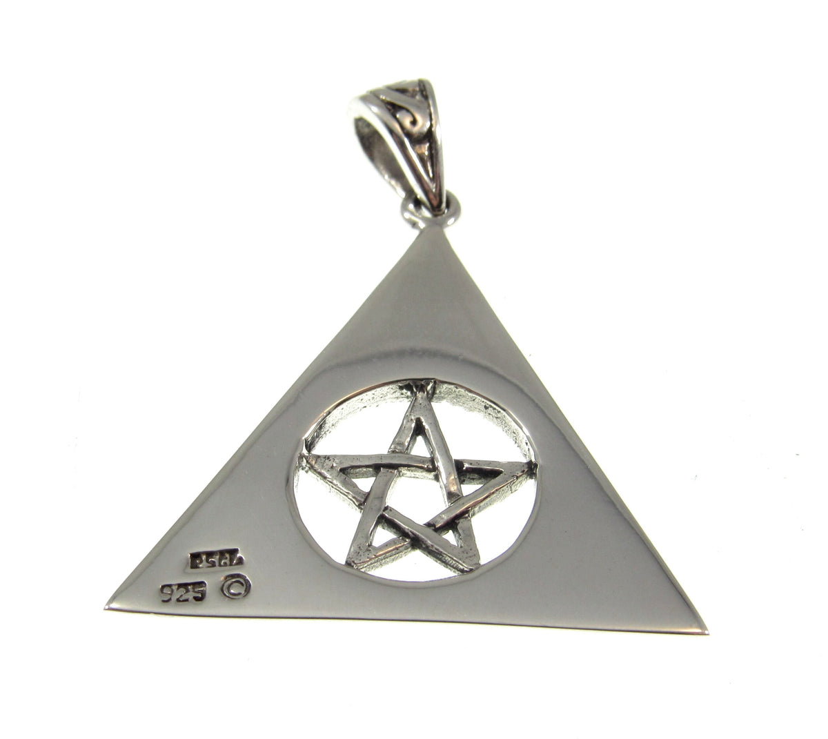 Solid 925 Sterling Silver Celtic Trinity Knot Pentacle Pendant Wiccan Pagan Triangle Amulet
