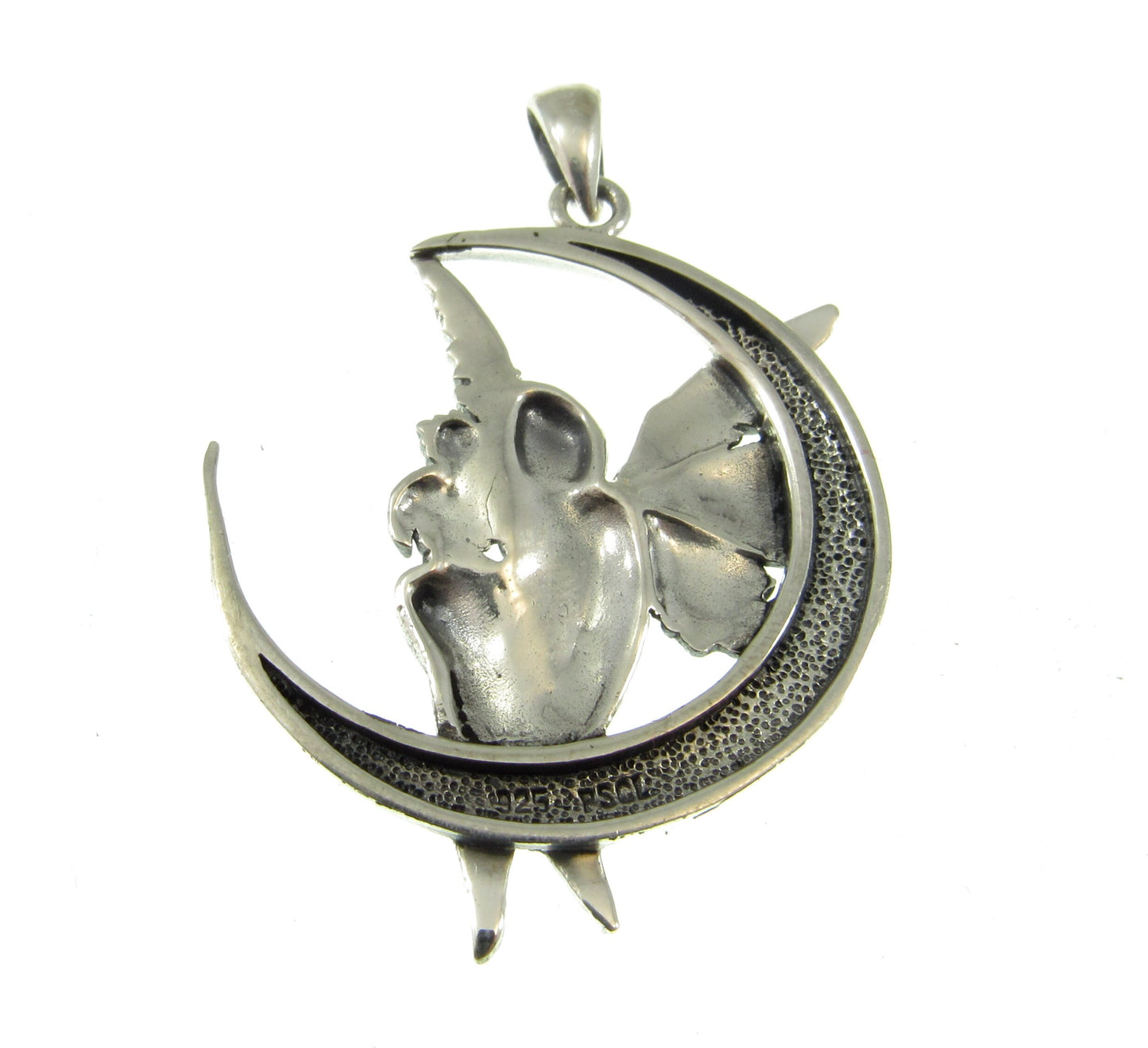 Solid 925 Sterling Silver Moon Fairy Pendant by Amy Brown, Dream Fairy Celestial Jewelry