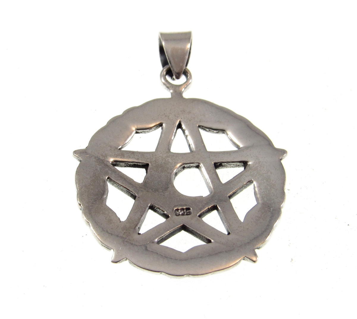 Solid 925 Sterling Silver Celtic Knot Pentacle Pendant – Crescent Moon Pentagram, Pagan Protection Amulet
