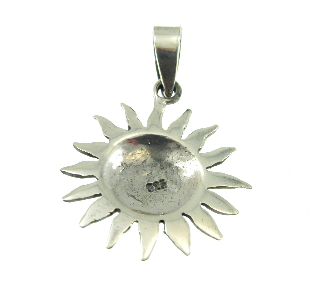 Solid 925 Sterling Silver Sun Face Pendant, Smiling Solar Rays Celestial Necklace Charm