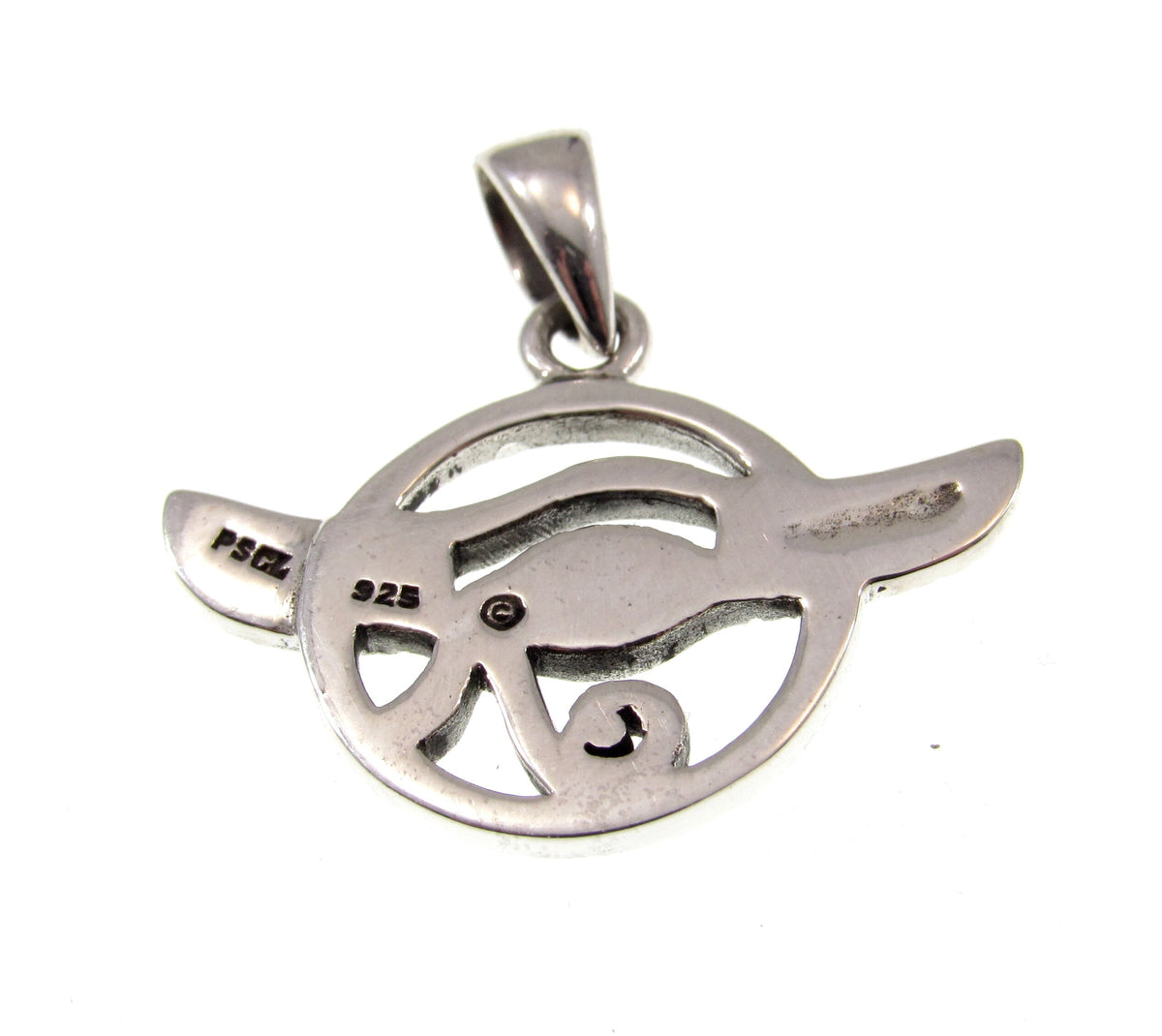 Solid 925 Sterling Silver Eye of Horus Pendant and Falcon Wings With Lapis Lazuli Gemstone