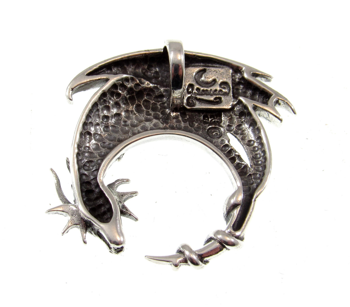 Solid 925 Sterling Silver Dragon Moon Slide Pendant – Mystical Guardian Talisman, Jessica Galbreth Art