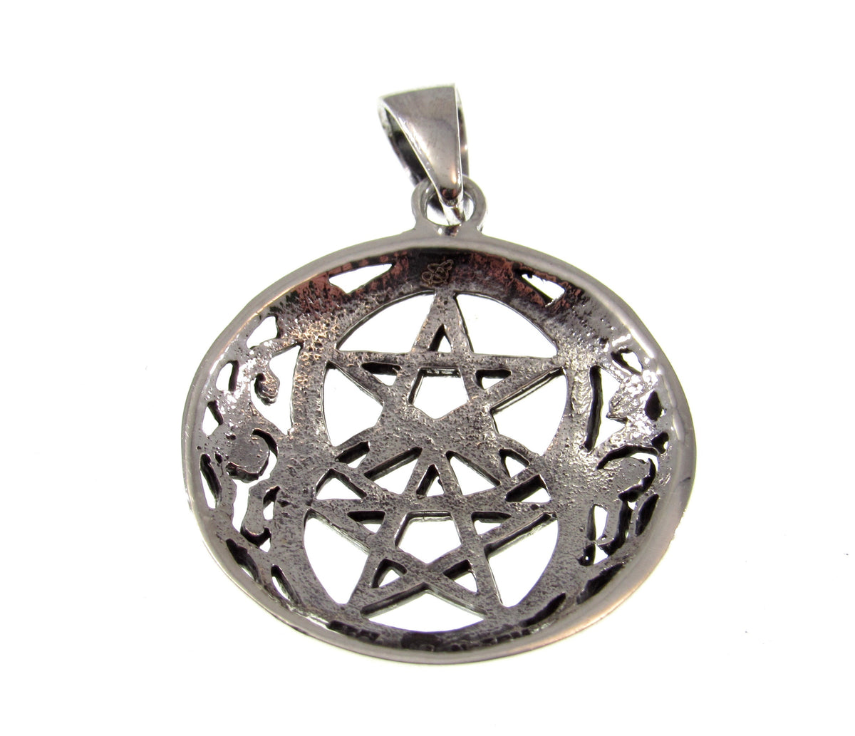 Solid 925 Sterling Silver Double Pentacle Pendant, Wiccan Protection Pentagram, Dual Star Talisman
