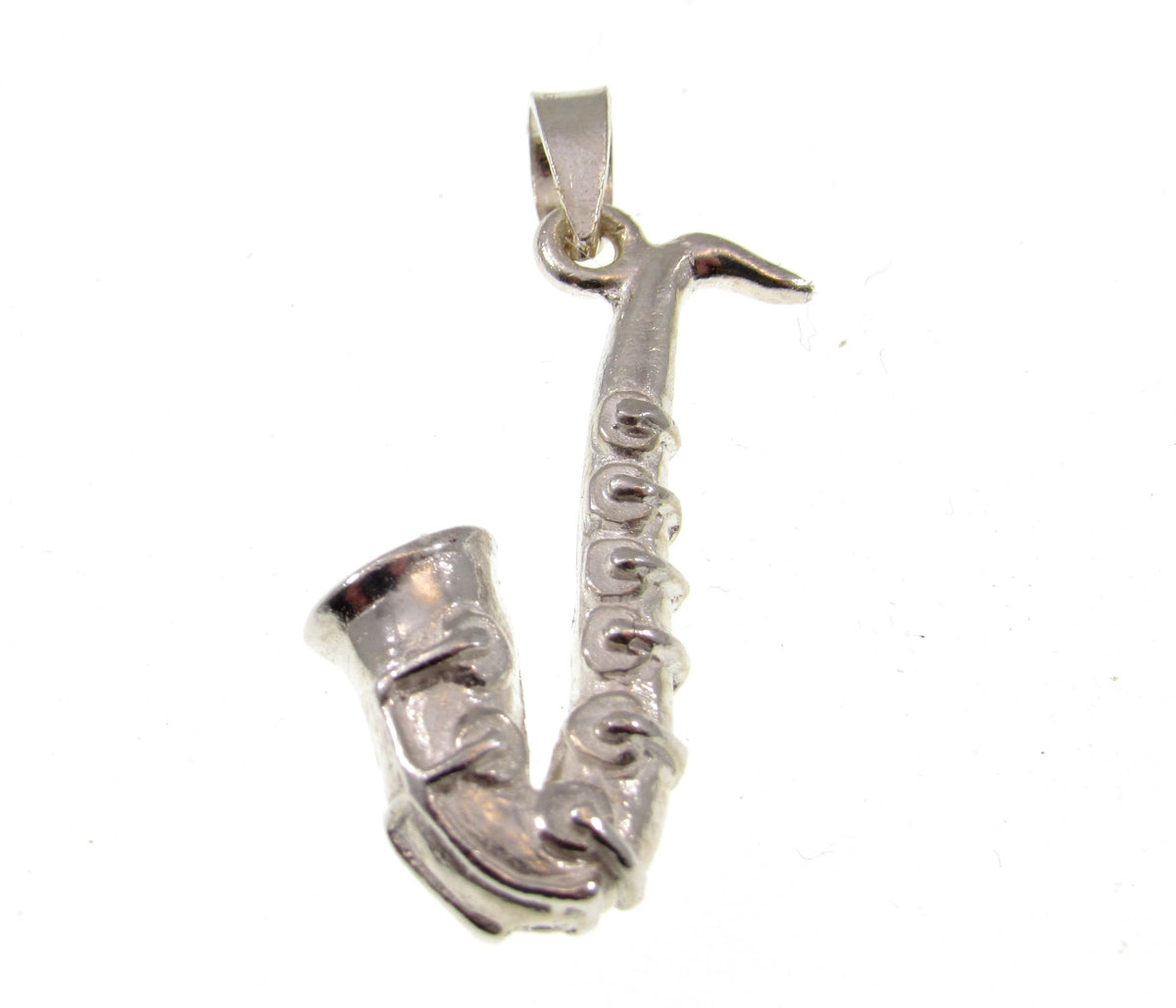 Solid 925 Sterling Silver Saxophone Pendant Brass Instrument Musical Charm Jewelry