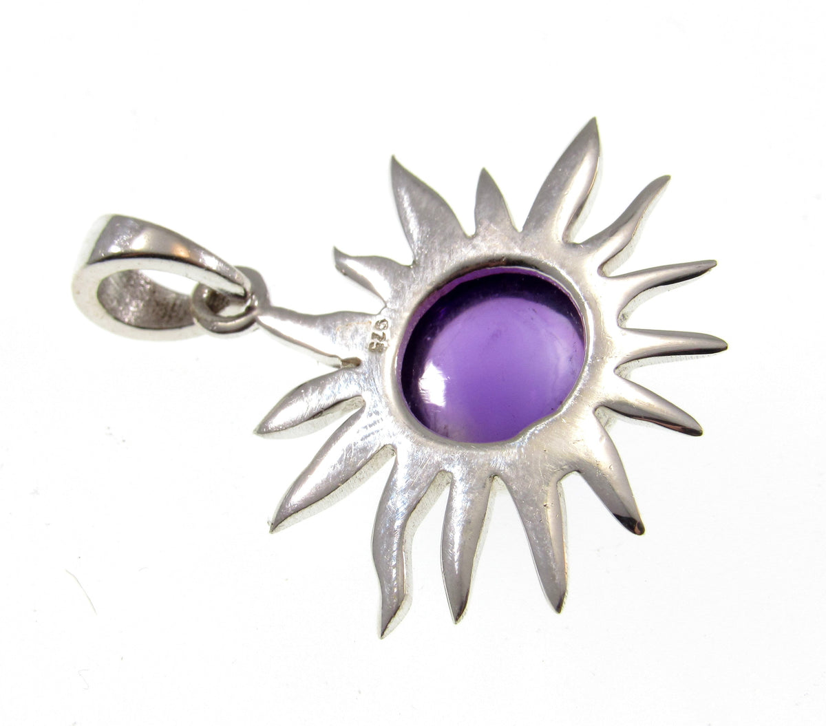 Solid 925 Sterling Silver Sun Pendant – Amethyst, Labradorite, or Rainbow Moonstone - Solar Celestial Jewelry