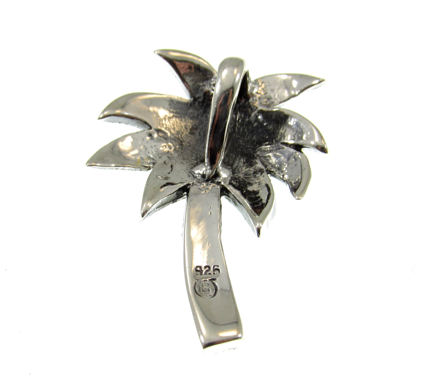 925 Abalone Shell Palm Tree Slide Pendant Necklace, Solid Sterling Silver Tropical Beach Jewelry