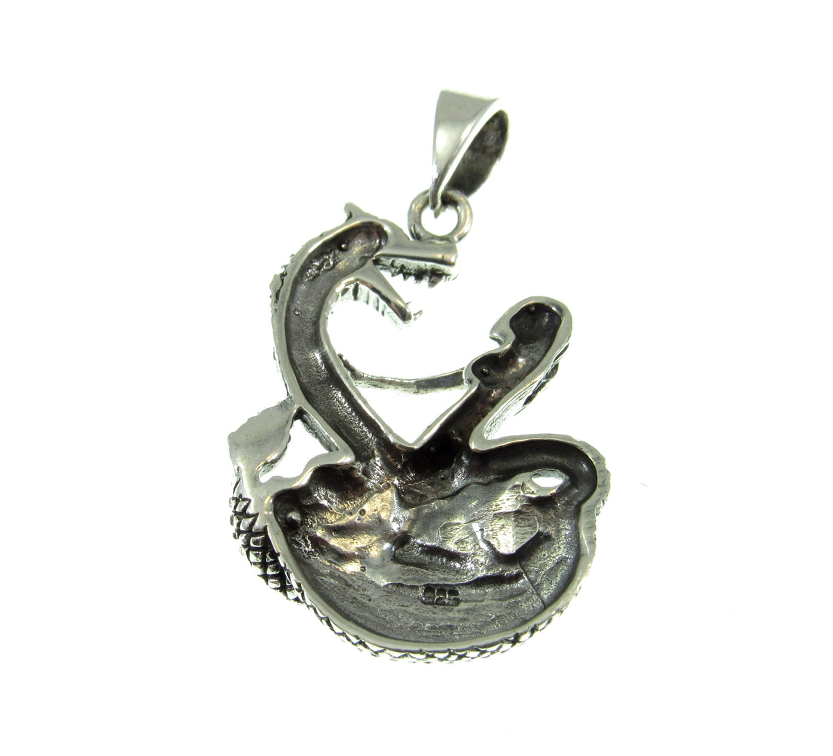 The damsel and serpent pendant is quality stamped 925 on the reverse and weighs 5.7 grams of solid sterling silver