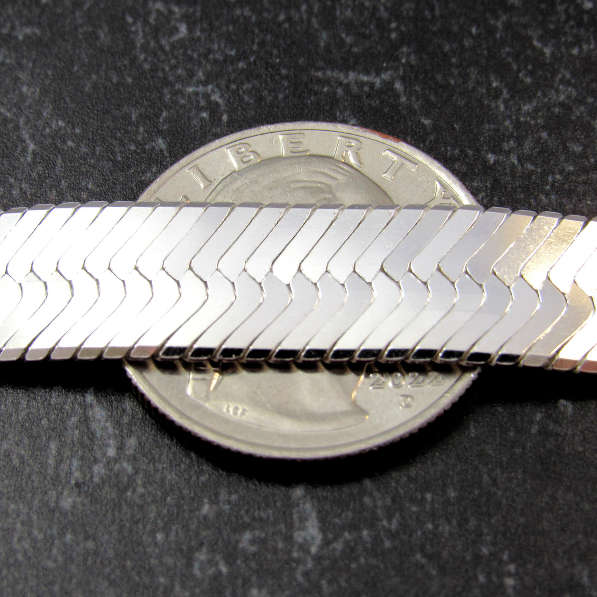 Solid 925 Sterling Silver Herringbone Chain Necklace / Bracelet, Unisex Italian Flat Snake Chain, 3.5mm - 11mm, 7 - 30 Inches