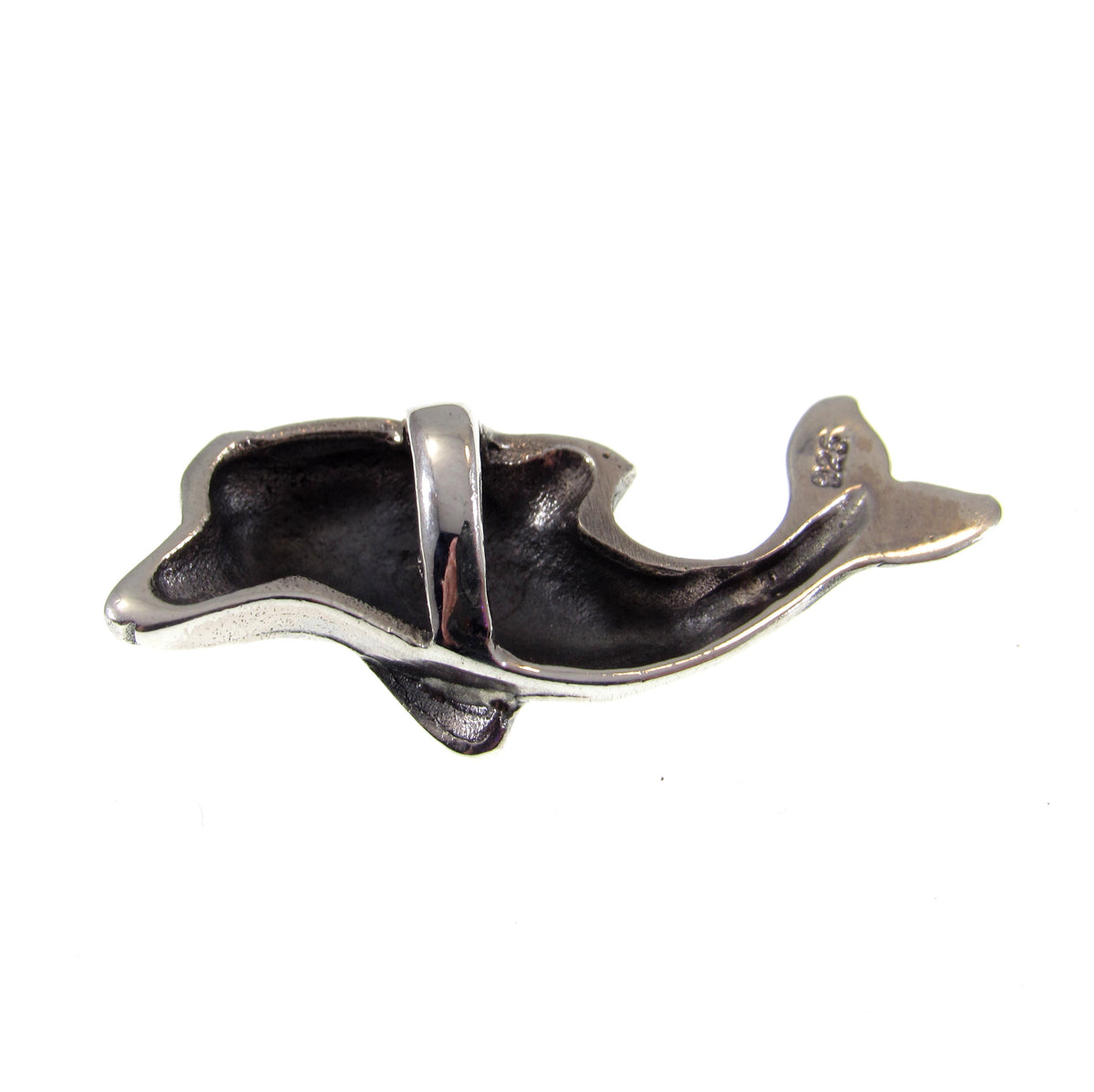 Solid 925 Sterling Silver Dolphin Slide Pendant, Narwal Sea Charm, Marine Oceanic & Sea Jewelry