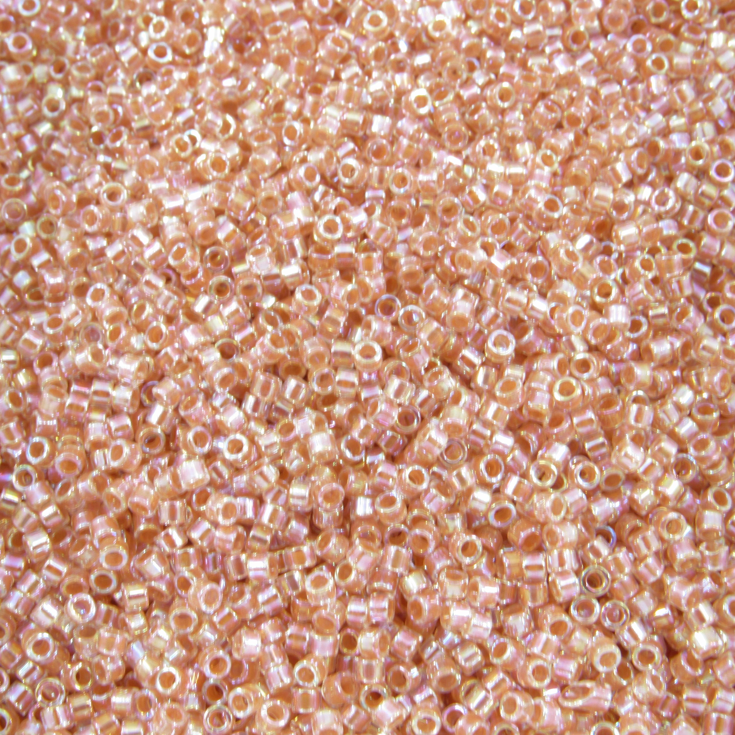 DB0054 11/0 Miyuki Dark Peach Lined Crystal AB Delica Seed Beads
