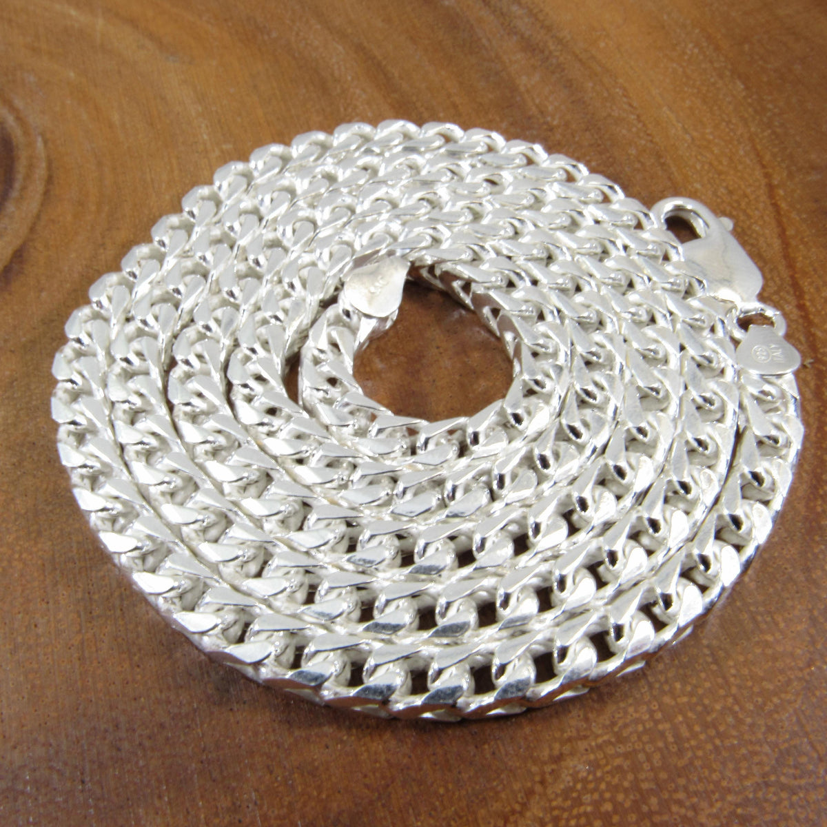 Solid 925 Sterling Silver Franco Chain Necklace for Men, Italian Chevron Links, Heavy Mens Jewelry