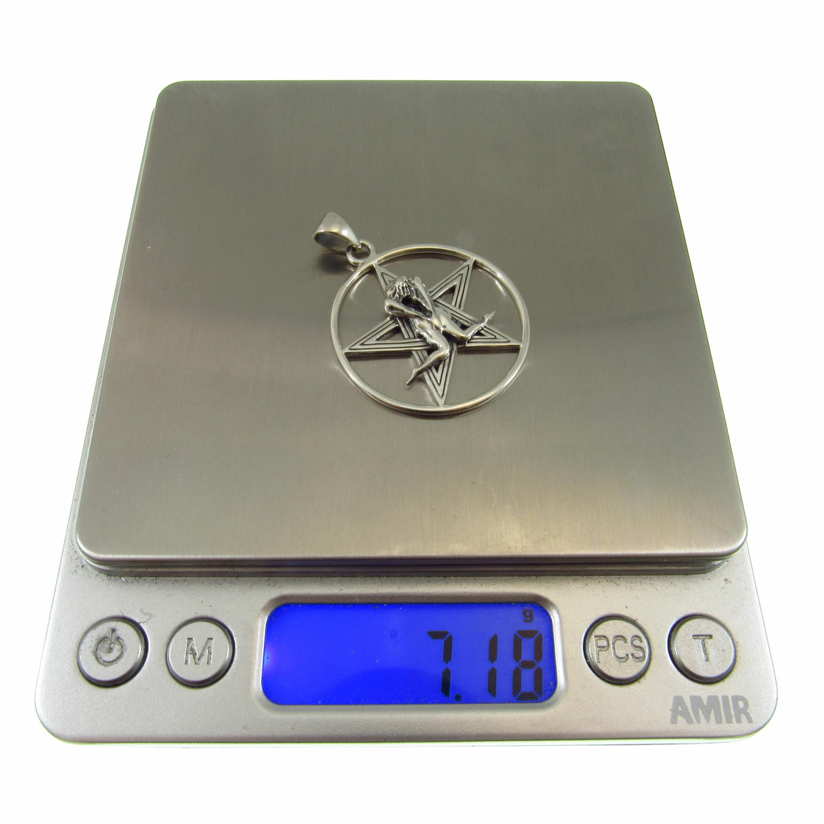 Solid 925 Sterling Silver, Tantric Couple Pentagram Pendant, Sacred Union Pagan Witch Jewelry