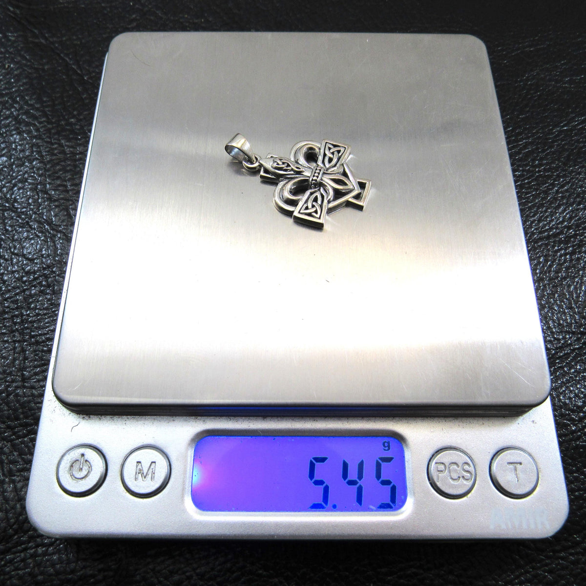 Solid 925 Sterling Silver Celtic Cross Fleur De Lis Pendant - Gothic Old World Design