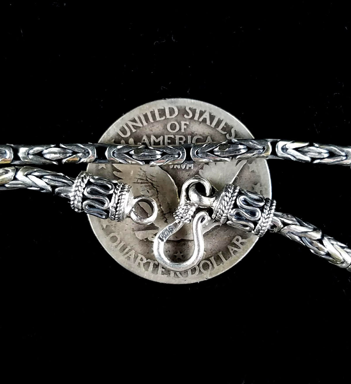 Handmade 2.5mm Solid 925 Sterling Silver Balinese BYZANTINE Borobudur Link Chain Necklace Bracelet 7.5 8 9 16 18 20 22 24 26 28 or 30 Inches