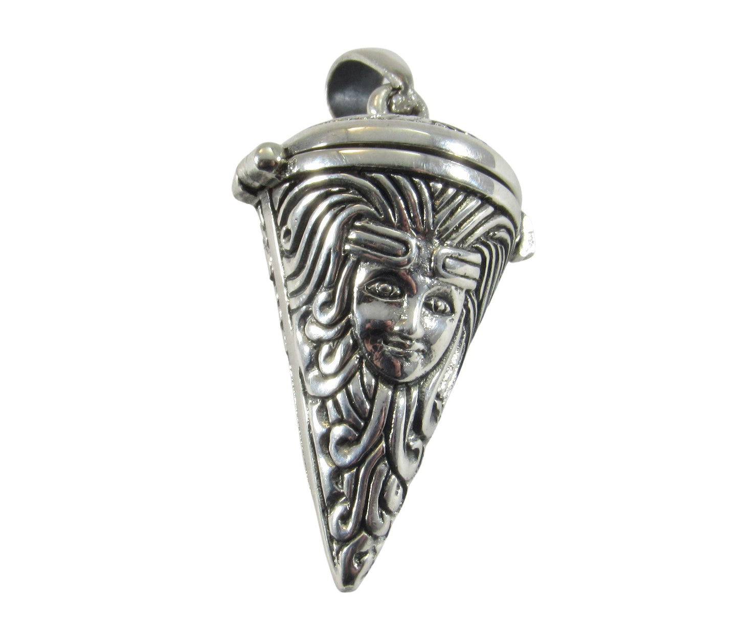Solid 925 Sterling Silver Goddess Pendulum Pendant – Witchcraft Spell /Potion Vessel with Hinged Lid