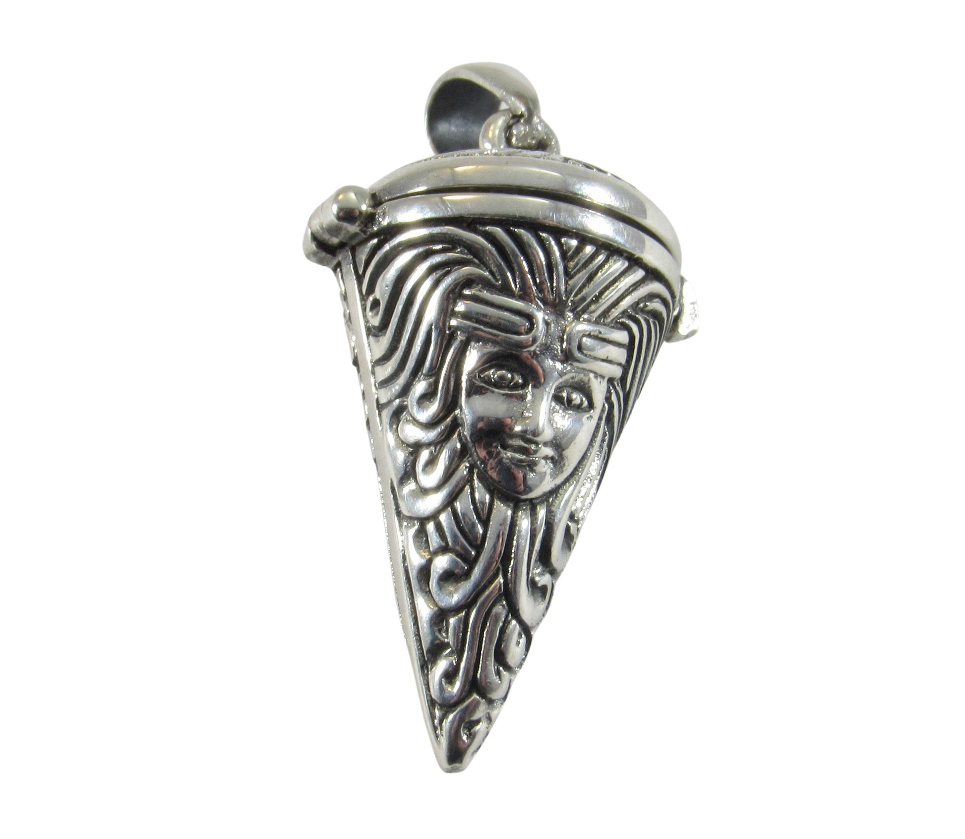 Solid 925 Sterling Silver Goddess Pendulum Pendant – Witchcraft Spell /Potion Vessel with Hinged Lid
