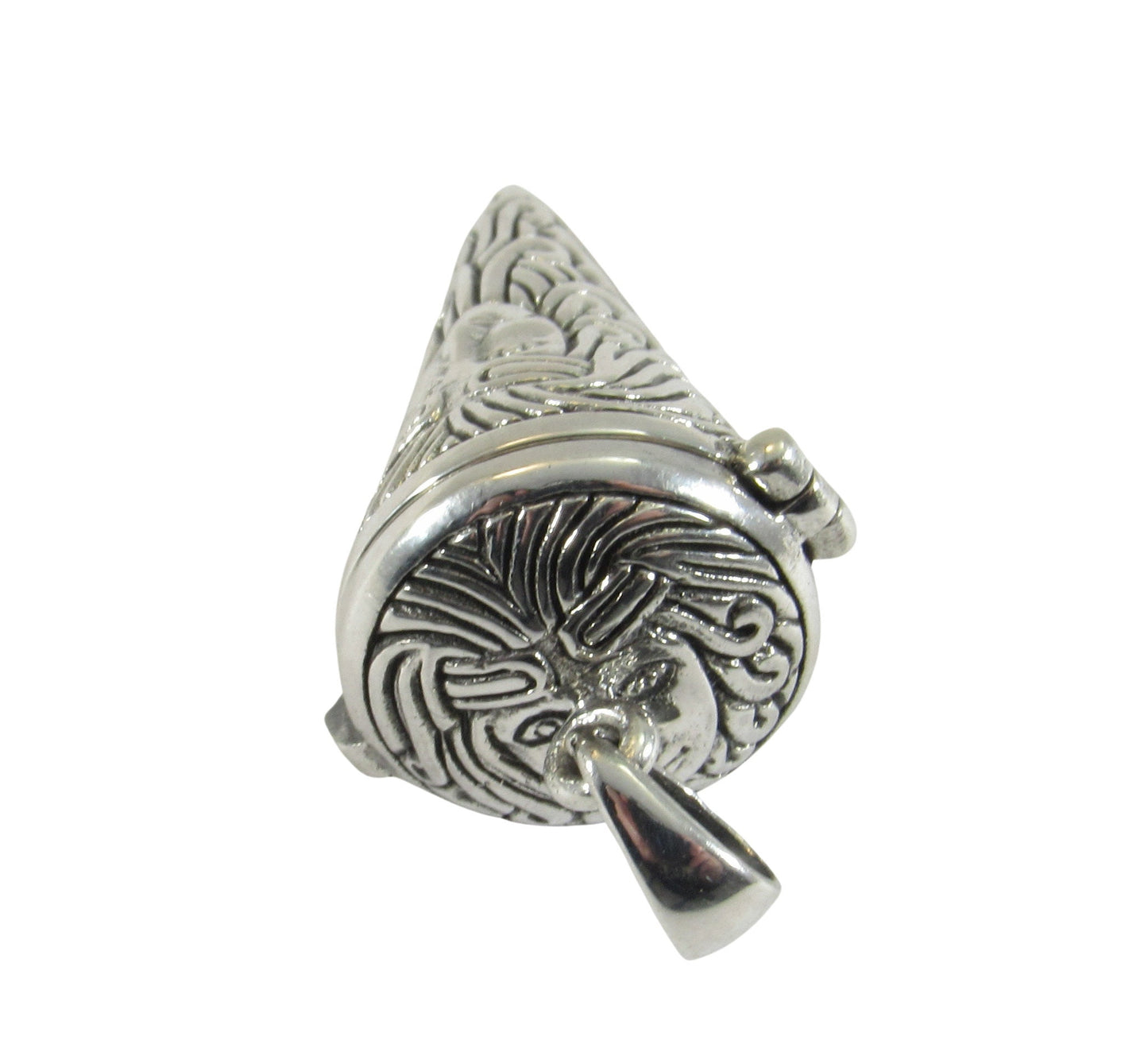 Solid 925 Sterling Silver Goddess Pendulum Pendant – Witchcraft Spell /Potion Vessel with Hinged Lid