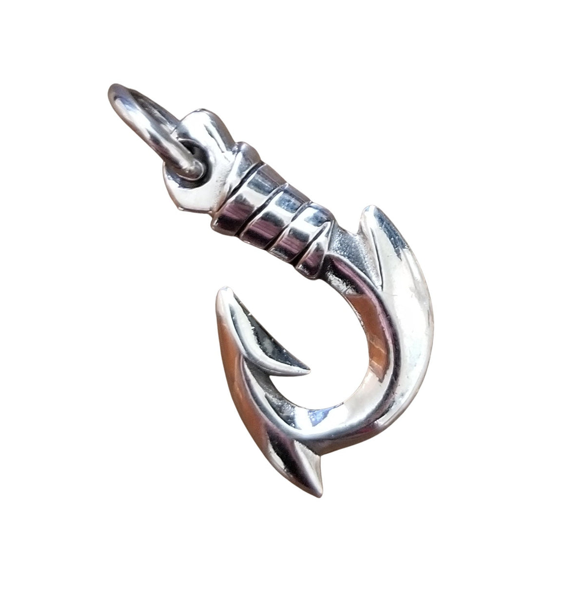 Solid 925 Sterling Silver Fishing Hook Pendant - Nautical Jewelry, Fisherman’s Necklace Charm, Ocean Lover Gift, Chunky Fish Hook Pendant