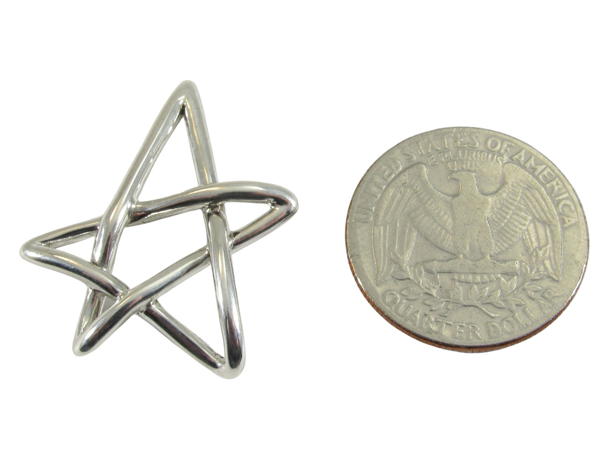 Solid 925 Sterling Silver Free Form Pentagram Pendant, Handcrafted Abstract Pagan Star, Wicca Magick Symbol, Whimsical Witchy Jewelry