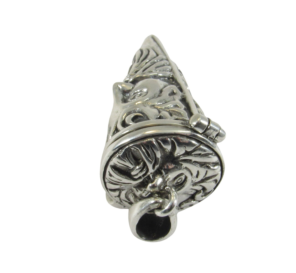 Solid 925 Sterling Silver Green Man Pendulum with Lid, Handcrafted Celtic Cernunnos Pendant for Spells & Potions