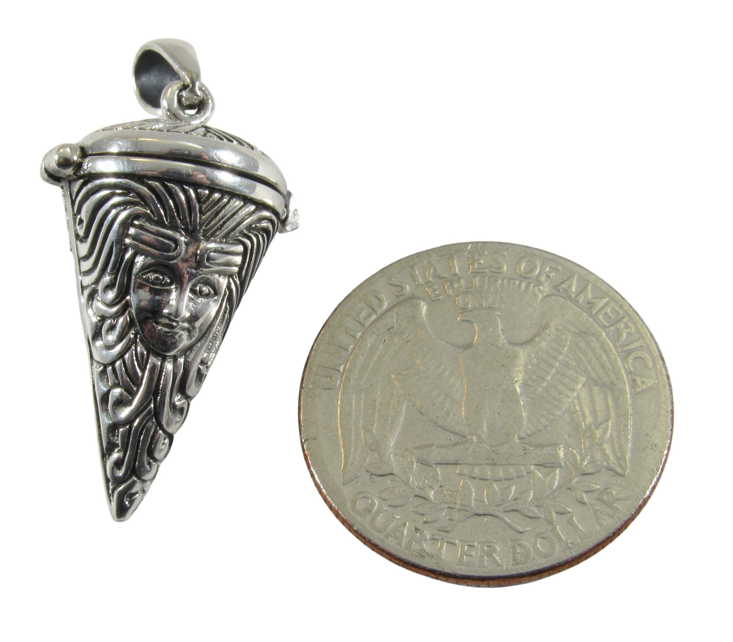 Solid 925 Sterling Silver Goddess Pendulum Pendant – Witchcraft Spell /Potion Vessel with Hinged Lid