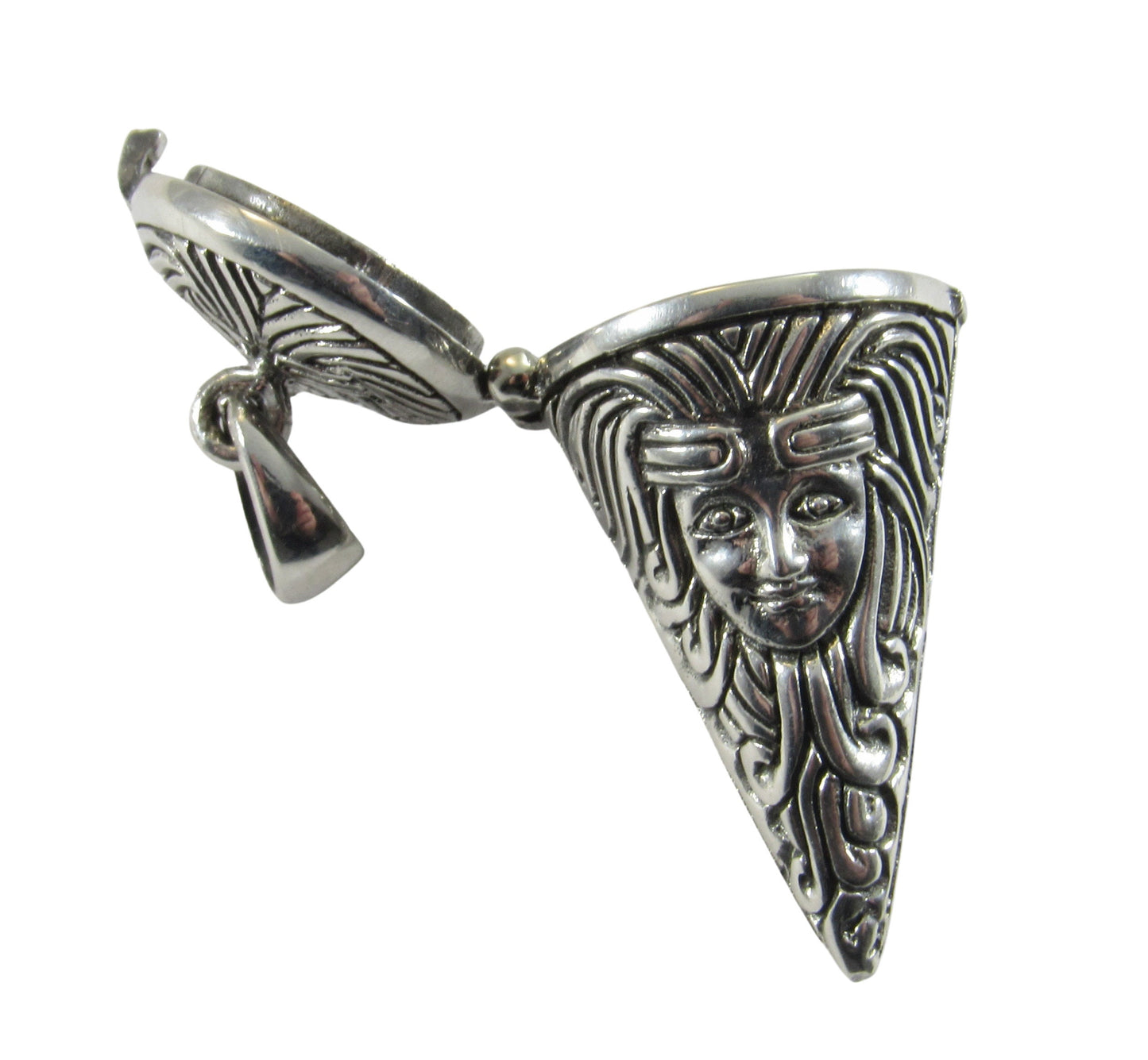 Solid 925 Sterling Silver Goddess Pendulum Pendant – Witchcraft Spell /Potion Vessel with Hinged Lid