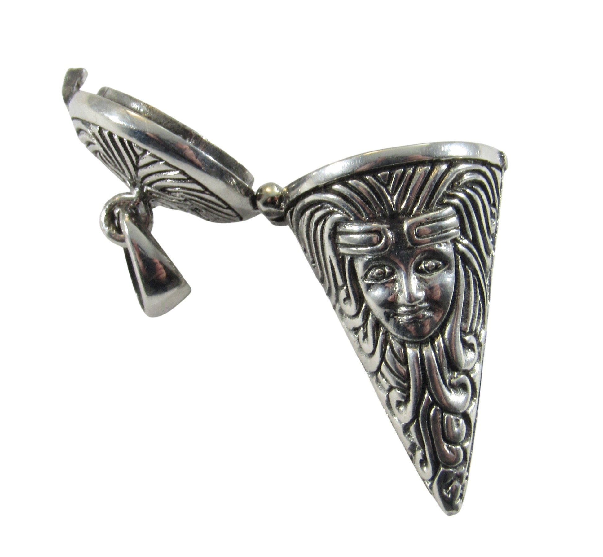 Solid 925 Sterling Silver Goddess Pendulum Pendant – Witchcraft Spell /Potion Vessel with Hinged Lid