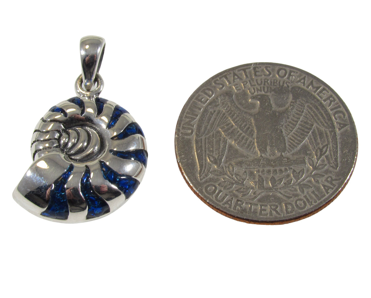 Solid 925 Sterling Silver Nautilus Spiral Shell Pendant, Sacred Geometry Jewelry, Logarithmic Phi Spiral, Symbol of Perfection