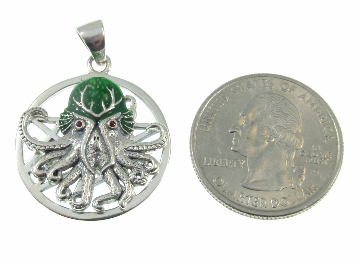 Solid 925 Sterling Silver Mythic Cthulhu by Oberon Zell Pendant, H.P. Lovecraft's fictional cosmic entity