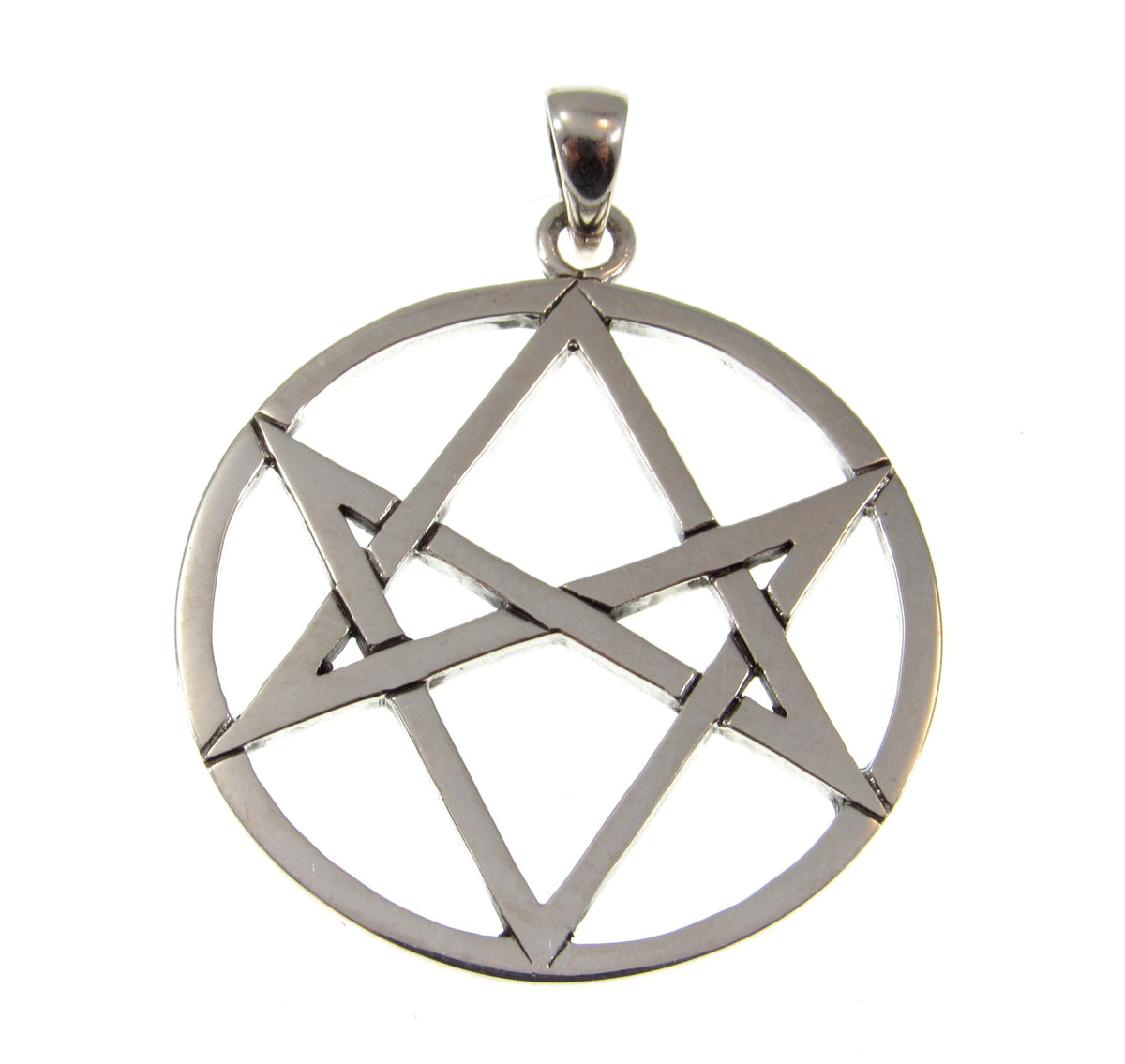 Solid 925 Sterling Silver Hexagram Pendant, Unicursal Star Pagan Amulet, Esoteric Occult Talisman