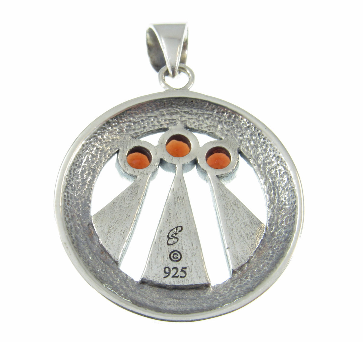 Solid 925 Sterling Silver Zodiac Wheel Awen Pendant – Druid Three Rays of Light Amulet