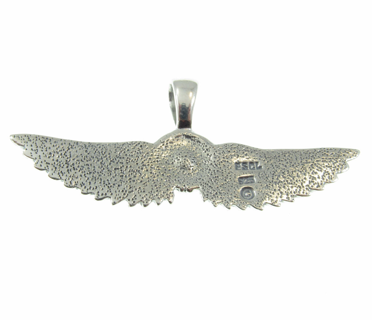 Solid 925 Sterling Silver Egyptian Outspread Falcon Wings Pendant, 2 Serpents and genuine gemstone sun disc, amethyst, garnet, or blue topaz