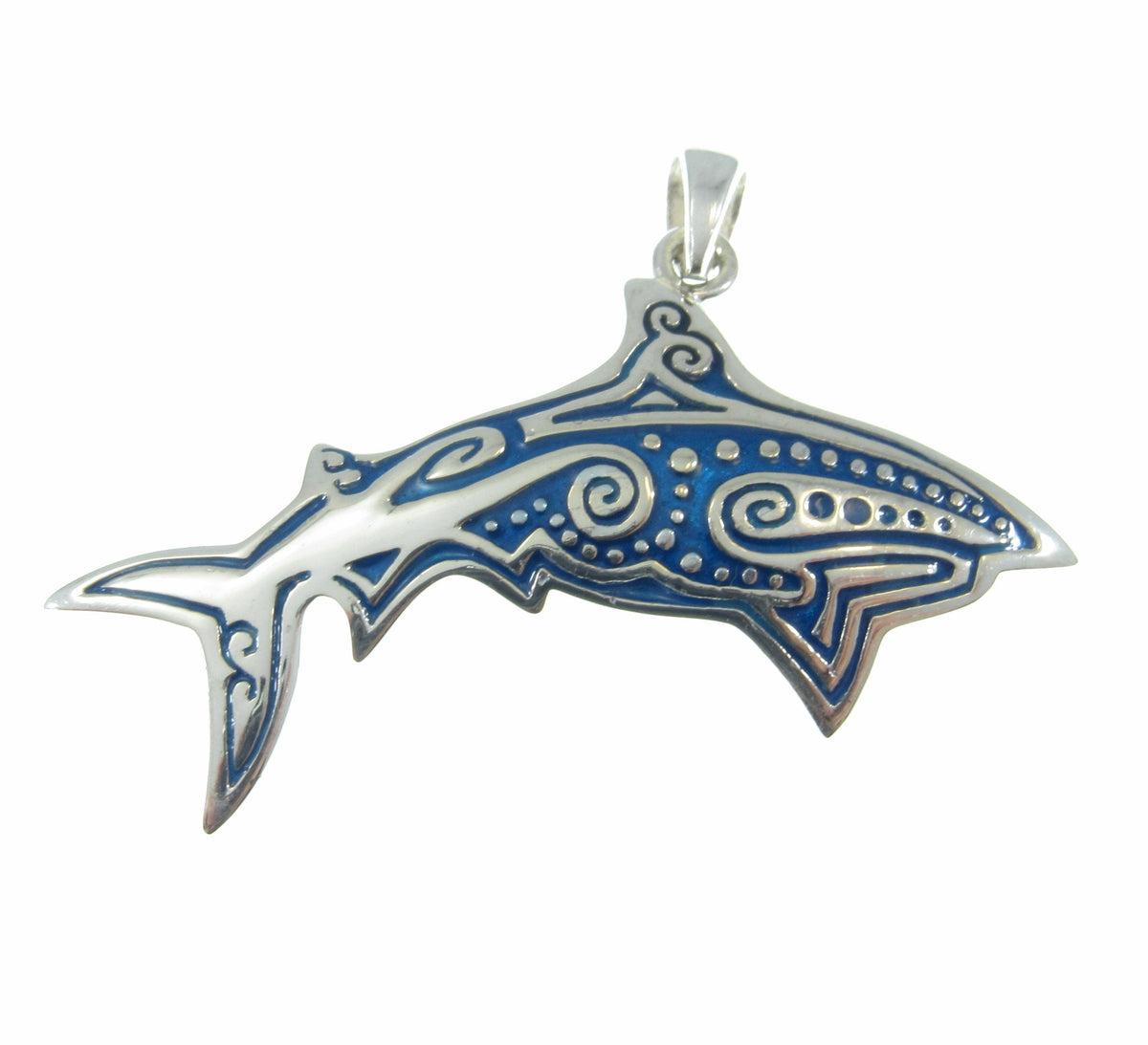 Solid 925 Sterling Silver Aboriginal Shark Pendant, Handcrafted Sea Ocean Life Jewelry, Choose Plain or Enamel, Nautical Gift Idea