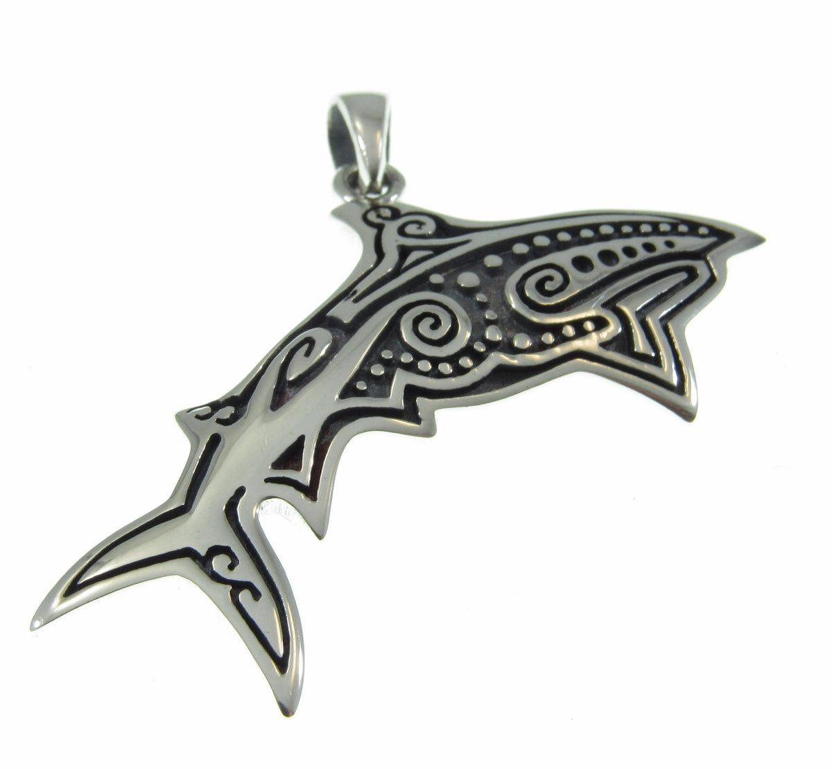 Solid 925 Sterling Silver Aboriginal Shark Pendant, Handcrafted Sea Ocean Life Jewelry, Choose Plain or Enamel, Nautical Gift Idea