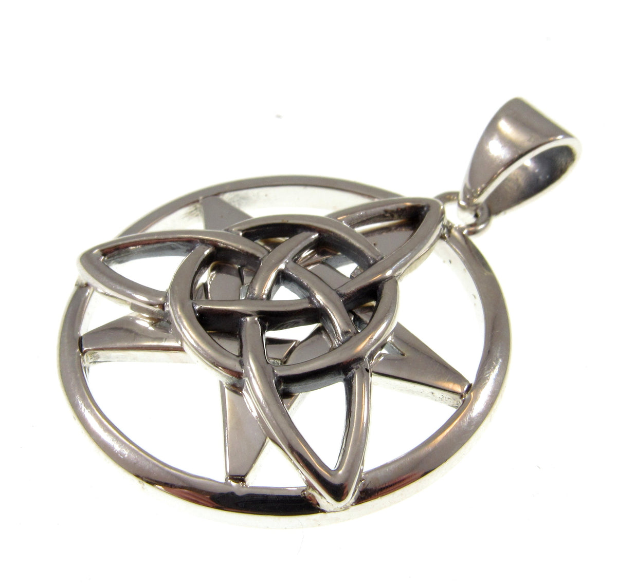 Solid 925 Sterling Silver Celtic Pentacle Pendant, Trinity Knot Pentagram Amulet, Druid Protection Talisman