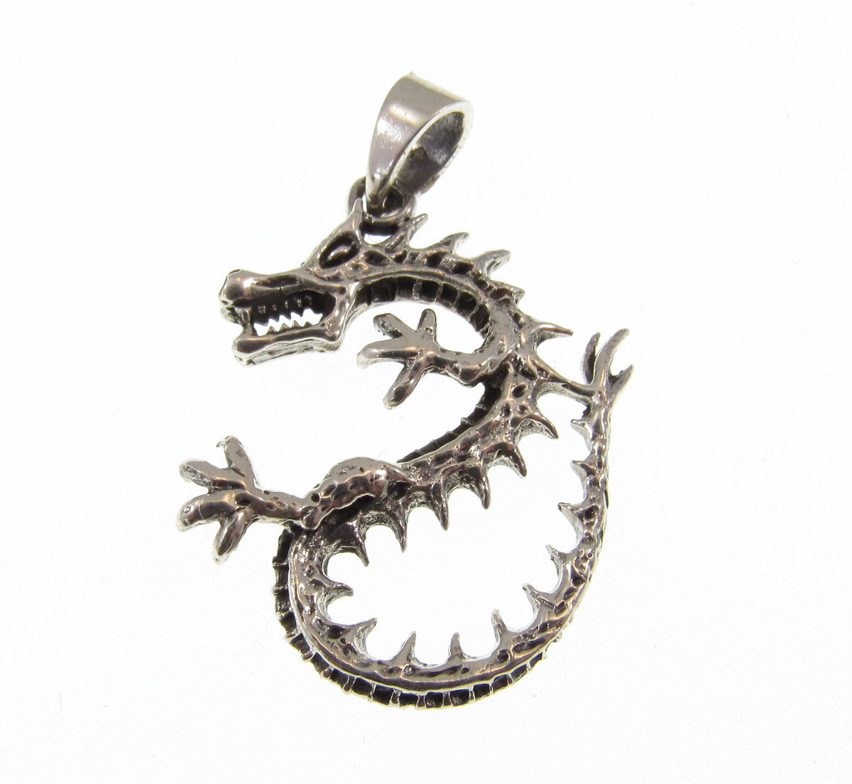 Handcrafted Solid 925 Sterling Silver Aquatic Panlong River Dragon Pendant, Mythical Chinese Crocodile Dragon