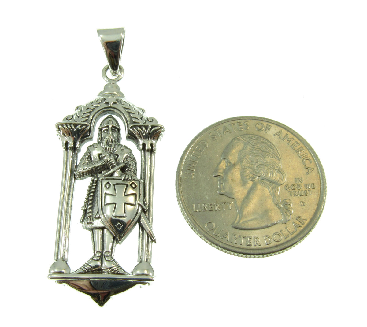 Solid 925 Sterling Silver Knight of the Temple Pendant, Templar Symbol, Freemason Jewelry, Handcrafted Illuminati Occult Sculpture