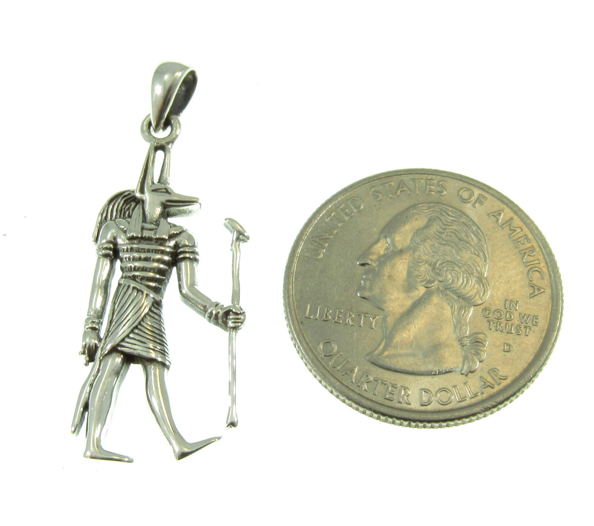 Solid 925 Sterling Silver Ancient Egyptian God ANUBIS Pendant, God of the Afterlife, Patron Deity of Lost Souls