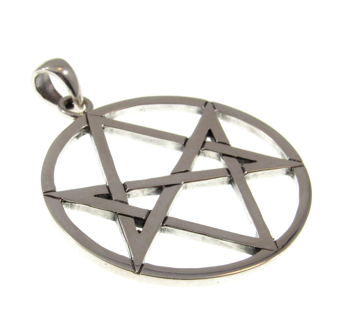 Solid 925 Sterling Silver Hexagram Pendant, Unicursal Star Pagan Amulet, Esoteric Occult Talisman
