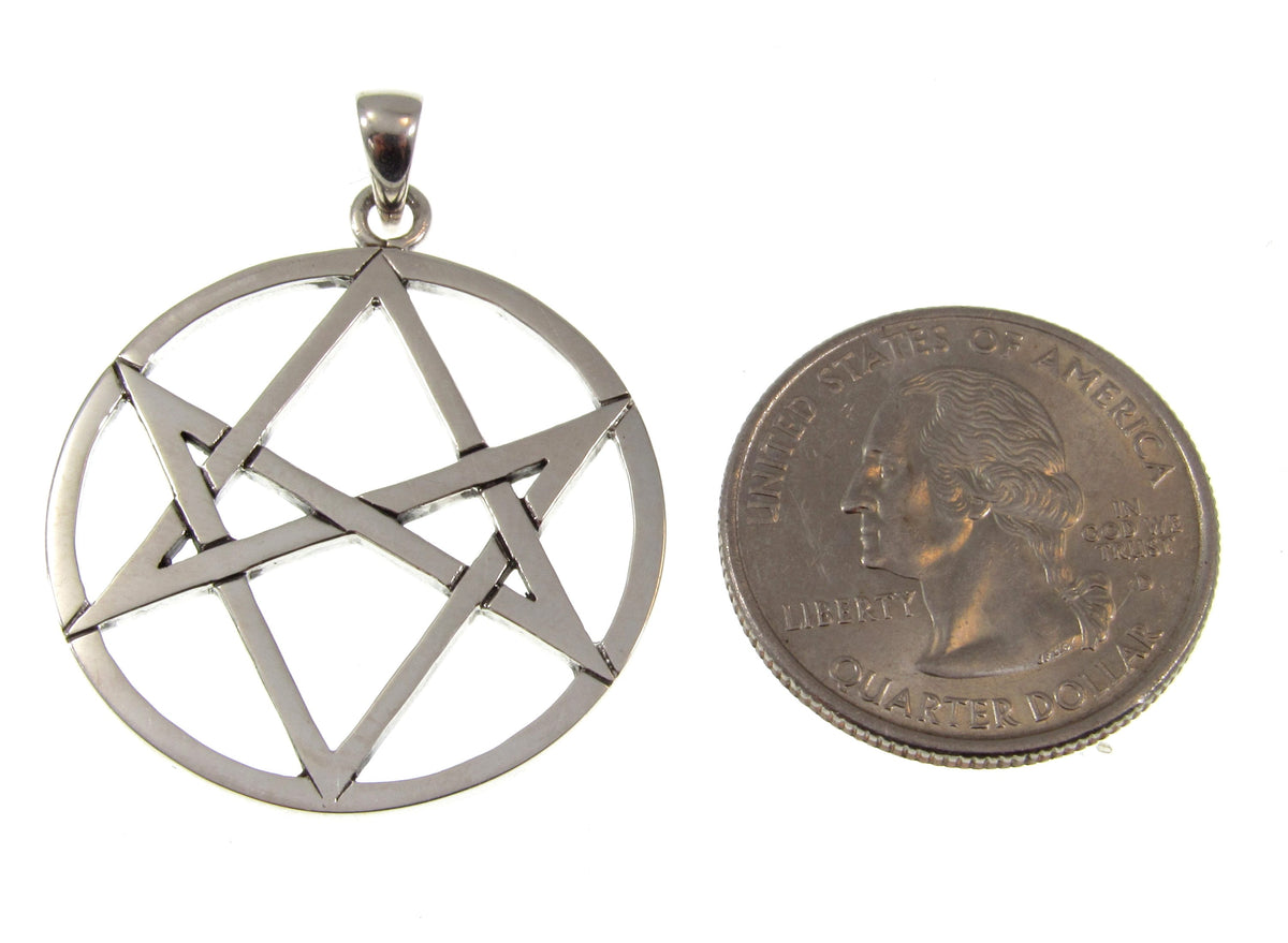 Solid 925 Sterling Silver Hexagram Pendant, Unicursal Star Pagan Amulet, Esoteric Occult Talisman