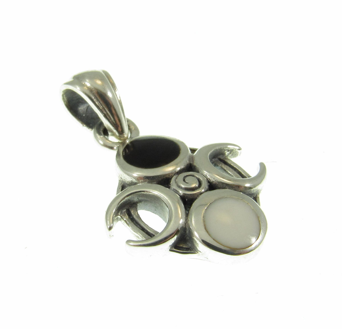 Solid 925 Sterling Silver Phases of the Crescent Moon Celestial Pendant With Enamel Accents