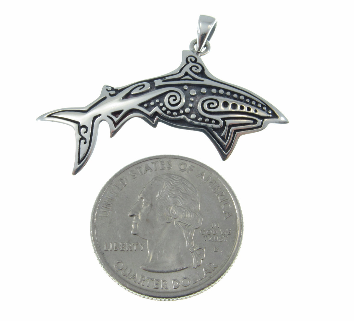 Solid 925 Sterling Silver Aboriginal Shark Pendant, Handcrafted Sea Ocean Life Jewelry, Choose Plain or Enamel, Nautical Gift Idea