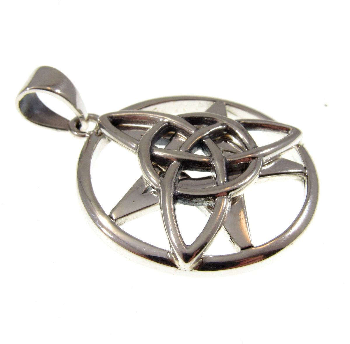 Solid 925 Sterling Silver Celtic Pentacle Pendant, Trinity Knot Pentagram Amulet, Druid Protection Talisman