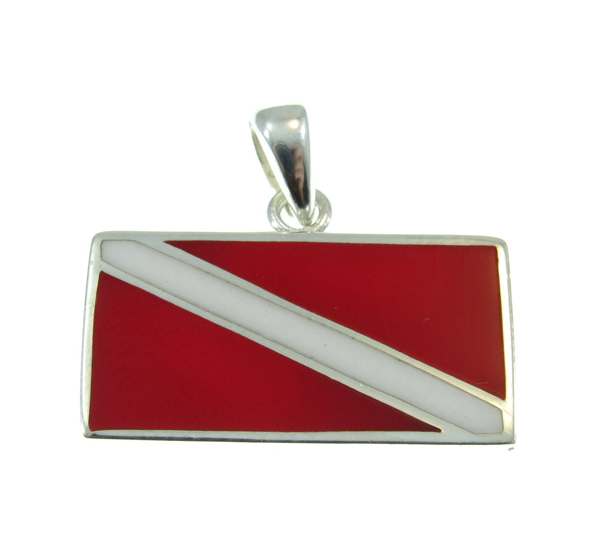 Solid 925 Sterling Silver Diver Down Scuba Flag Pendant, Handcrafted Deep Sea Diver Symbol, Ocean Marine Sea Exploration Jewelry