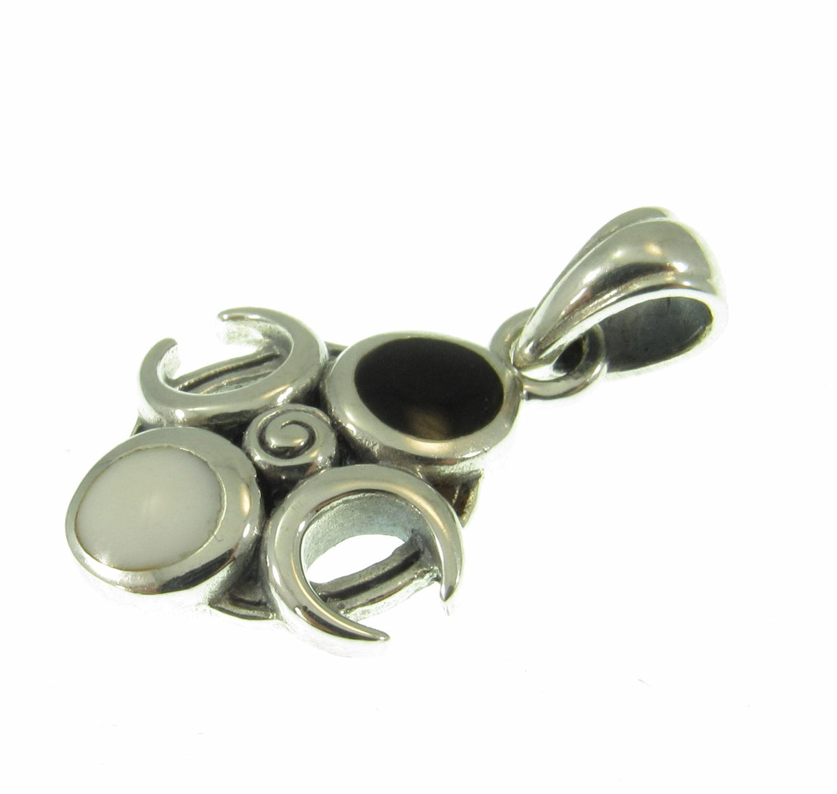 Solid 925 Sterling Silver Phases of the Crescent Moon Celestial Pendant With Enamel Accents
