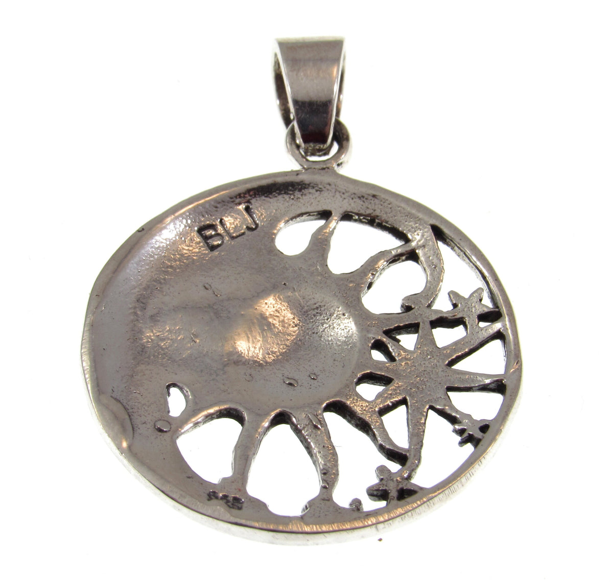 Solid 925 Sterling Silver Sun and Moon Face Pendant, Cosmic Stars Jewelry, Astrology Amulet